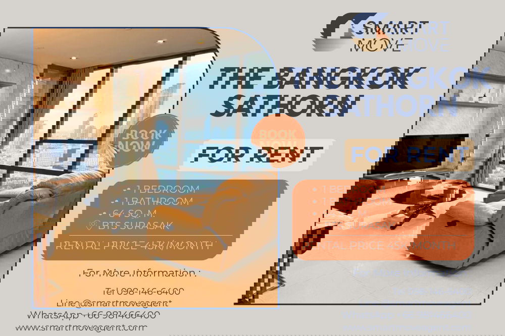 รูป 🔥 สำหรับเช่า !! วิวเมือง, ชั้นสูง 33++, 🔥 Code C20241100022..........The Bangkok Sathorn, 1 ห้องนอน, 1 ห้องน้ำ, แต่งครบ, พร้อมเข้าอยู่📣📣 - รูปที่ 1/5