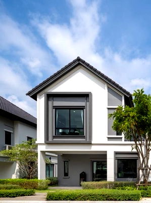 บ้านแฝด ถนนสะพานนทบุรี-บางบัวทอง : บ้านพร้อมตกแต่ง จากด้านหน้าโครงการถึงบ้านไม่ถึง 200 เมตร ทำเลหน้าสวน หิ้วกระเป๋าเข้าอยู่ได้ทันที‼️