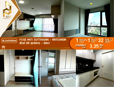 Condos for sale : DL26010066 Condo for sale, Fuse MiTi Sutthisan - Ratchada near MRT สุทธิสาร , ready to move in, call urgently 0638692663 LineID @257sxzzu