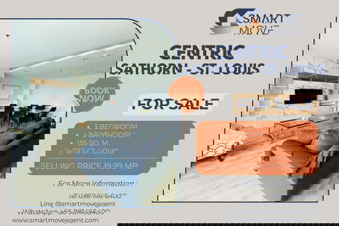 For Sale !city view, high floor 24+, good location!! Code C20221200267...Centric Sathorn - ST. Louis, 3 bed, 3 bath, furnished, Special Deal!