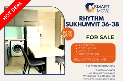 Condos for sale BTS Thong Lo (Thong Lor) : 🔥 For Sale !! high floor 13++, prime area !! 🔥 Code C20221210403......Rhythm Sukhumvit 36-38, 2 bedroom, 2 bathroom, furnished, Special Deal!!📣📣