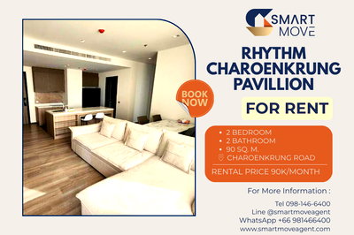 คอนโดให้เช่า : 🔥 สำหรับเช่า !!🔥 Code C20250400068....Rhythm Charoenkrung Pavillion, 2 ห้องนอน, 2 ห้องน้ำ, ชั้นสูง 15++, สไตล์โมเดิร์น, แต่งครบ, พร้อมเข้าอยุ่ 📣📣