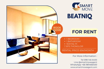 Condos for rent : 🔥 For Rent !! luxury condo, high floor 20++ !! 🔥 Code C20221207149..........Beatniq, 1 bedroom, 1 bathroom, furnished, ready to move in📣📣