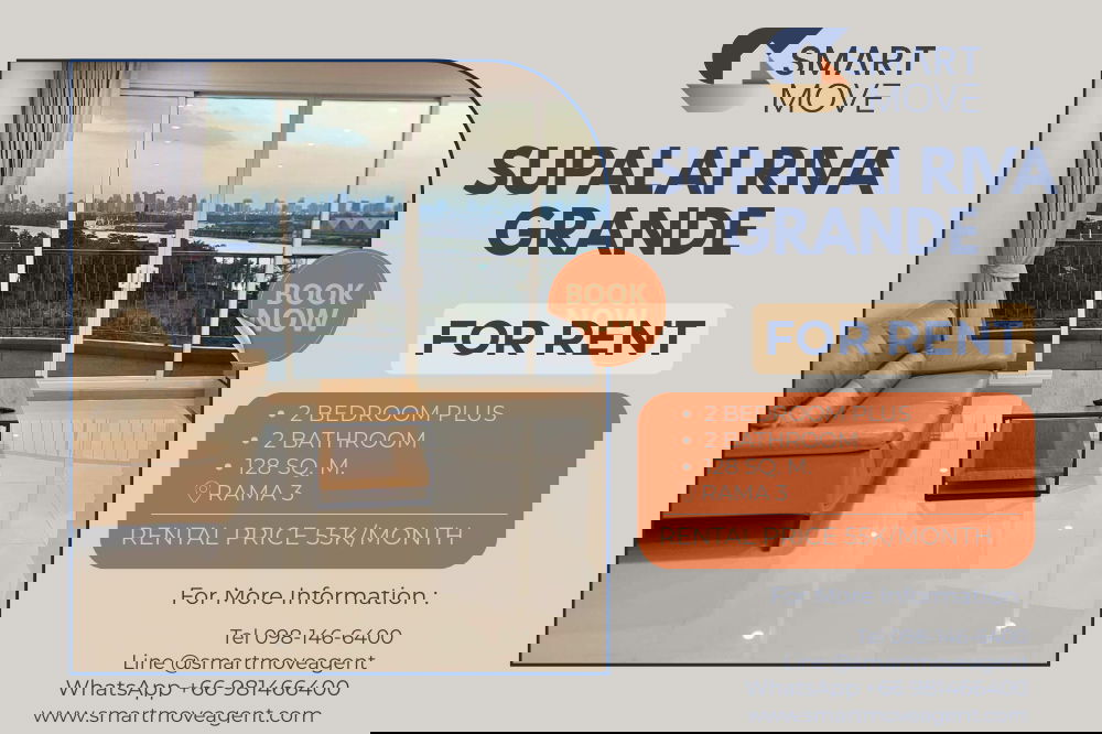 รูป 🔥 สำหรับเช่า !! วิวแม่น้ำ !! 🔥 Code C20260100001..........Supalai Riva Grande, 2 ห้องนอน plus, 2 ห้องน้ำ, แต่งครบ, พร้อมเข้าอยู่📣📣 - รูปที่ 1/9