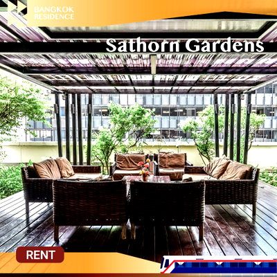 Condos for rent :  Urgent! Sathorn Gardens 🌟 Beautiful unit with great view, fully furnished 🛋️ Near BTS Sala Daeng 