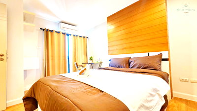 Condos for sale : Brand-New Condo designed in Muji style | large room for sale | fully furnished | located near Bangkok Hospital, Makro, Big C, and Central Festival.