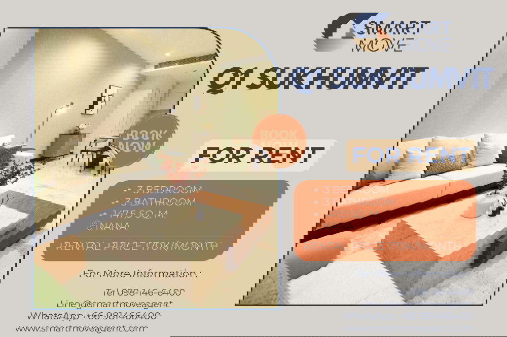 รูป 🔥 สำหรับเช่า !! ชั้นสูง 22++, ห้องหายาก !! 🔥 Code C20251200075..........Q1 Sukhumvit, 3 ห้องนอน, 3 ห้องน้ำ, แต่งครบ, พร้อมเข้าอยู่📣📣 - รูปที่ 1/9