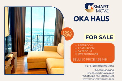 Condos for sale Thai Television Channel 3 : 🔥 For Sale !! River view, high floor 26++, South Facing !! 🔥 Code C20260100019.......Oka Haus, 1 bedroom, 1 bathroom, furnished, Special Deal!!📣📣