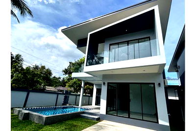 Houses for sale Ko Samui Surat Thani : [920121057-172] Newly built 3 Bedroom Modern mountain view Villa in Baan Tai