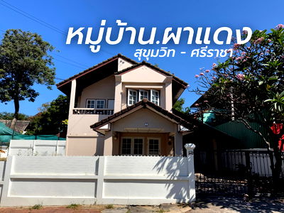 เช่าบ้านเดี่ยว ม.เกษตรศาสตร์ ศรีราชา : ให้เช่าบ้านเดี่ยวหลังมุม ม.ผาแดง ติดถนนสุขุมวิท ศรีราชา