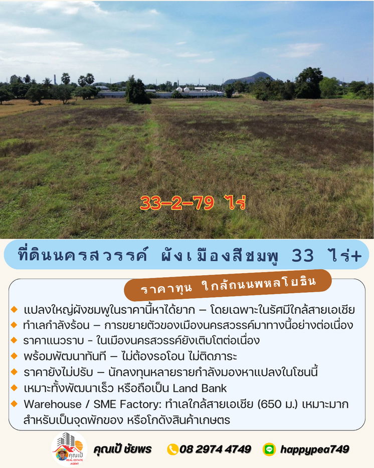 รูป 🔥 Developer ต้องรีบดู! ที่ดินนครสวรรค์ 33-2-79 ไร่ หนองกระโดน ทำเลสีชมพู ราคาทุนเพียง 631 บาท/ตร.วา 💥 - รูปที่ 9/19