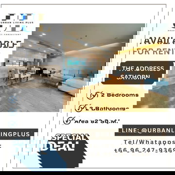 ( UL2601051 ) Tel/Line 096-2479369 ✨FOR RENT THE ADDRESS SATHORN 2 Bedroom 2 Bathroom 82 SQ.M. Rare Item!!