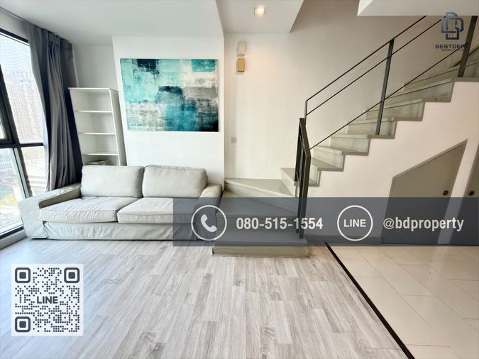 Bestdeal ให้เช่า/For Rent Duplex 2 Bed 62 ตรม.ห้องสวย Fully Furnished ราคา 26,000 เดือนเท่านั้น ใกล้MRT และ เซ็นทรัลพระราม 9 เพียง 80 ม.