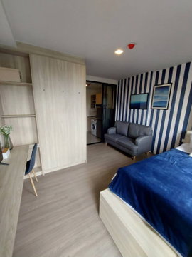 PFD-07801 For rent, The Muve Kaset, near Kasetsart University, 700 m., fully furnished, has a washing machine + bedding, ready to move in this Feb.