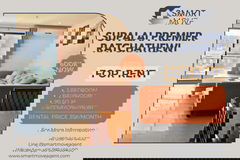 Rent ! East Facing, high floor, Newly renovated, rare item! Code C20240900045..Supalai Premier Ratchathewi, 2 bed, 2 bath, furnished, ready to move in