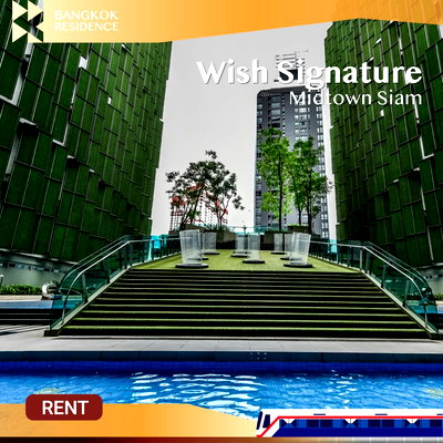 Condos for rent : Wish Signature Midtown Siam 💖 2-bedroom, 1-bath unit with high-rise city view 🌃 Near BTS Ratchathewi 