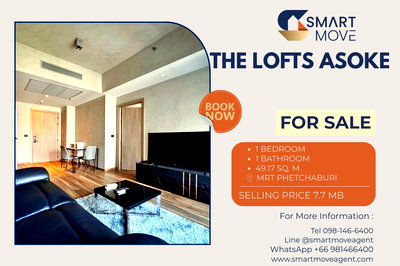 Condos for sale : 🔥 Sale with tenant !! big size, high floor 19++, corner room !! 🔥 Code C20221210808....The Lofts Asoke, 1 bed, 1 bath, furnished, Special Deal!!📣📣