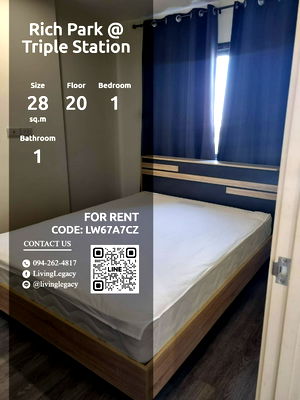 Condos for rent : LW67A7CZ Condo For Rent Rich Park @ Triple Station 28 Sq.M. Floor 20 line id : @livinglegacy