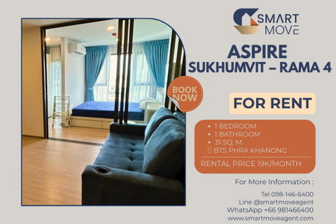 รูปภาพ 🔥 For Rent !! high floor 28++, Good location!! 🔥 Code C20260100021...Aspire Sukhumvit – Rama 4, 1 bed, 1 bath, furnished, ready to move in📣📣