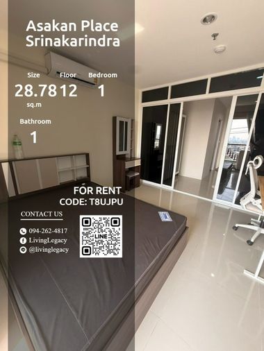 T8UJPU ให้เช่าคอนโด Asakan Place Srinakarindra 28.78 ตร.ม. ชั้น 12 line id : @livinglegacy