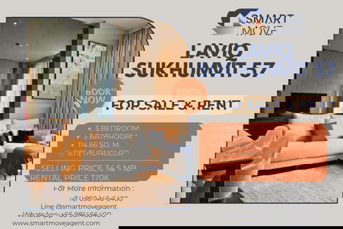 Sale ! Luxury condo, high floor, South Facing, modern style, great facility ! Code C20250800072..LAVIQ Sukhumvit 57, 3 bed, 3 bath, furnished