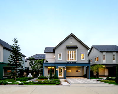 Houses for sale วิทยาลัยสารพัดช่างสมุทรปราการ : Saransiri Srinakarin-Praksa: Modern Farmhouse style single-family homes in a convenient location near BTS Praksa.