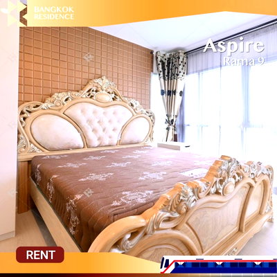 Condos for rent :   Aspire Rama 9 ✨ Beautiful unit, fully furnished, All in one 🛌🏻 Near MRT Rama 9 
