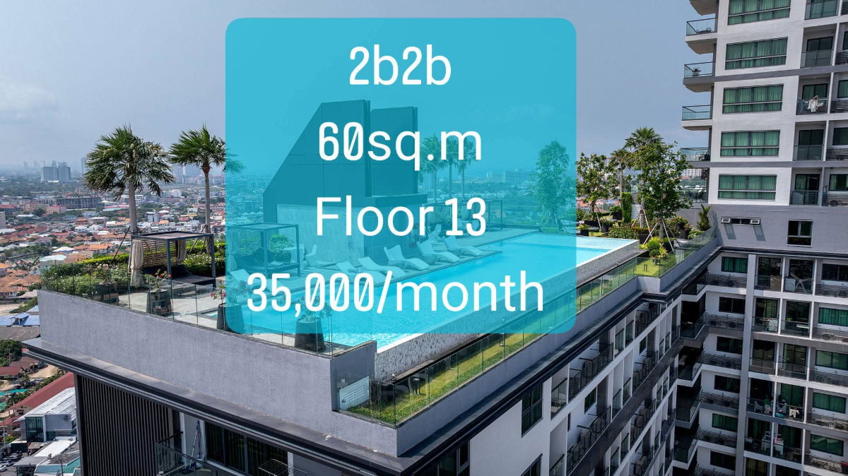 รูป คอนโดแบบ 2 ห้องนอนทำเลพัทยาสาย 3 ใกล้เซ็นทรัลเฟสติวัลให้เช่า - รูปที่ 1/35