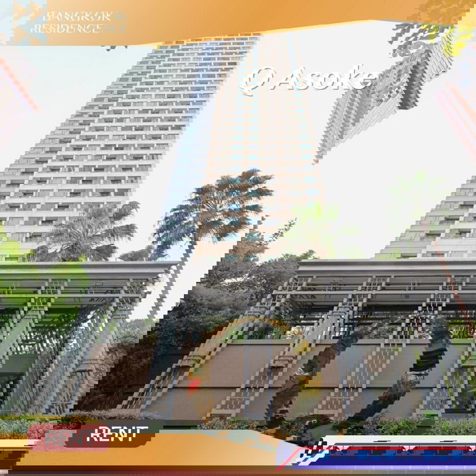 รูป  พร้อมอยู่ ⚡️ Q Asoke ห้องสวย เฟอร์ครบ 🛋️ ใกล้ MRT เพชรบุรี  - รูปที่ 1/8