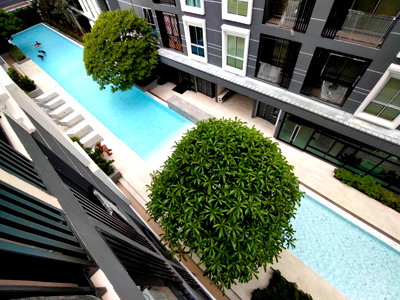 Condos for rent : 🎉For rent Plum Condo Mix Chaengwattana🎉 Size 26 sq m. 1 bed, 1 bath  Building C, 1st floor, pool view, garden view, Exclusive 🏖💦 Line @bzprOperty