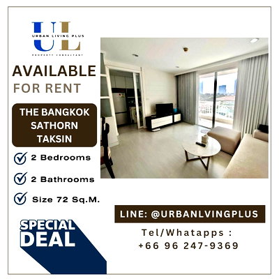 Condos for rent : ( UL2409192 ) Tel/Line 096-247-9369✨ FOR RENT !! THE BANGKOK SATHORN-TAKSIN 2 bedrooms, 71 Sq.M. Nice room, High Floor ✨✨