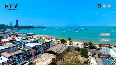 Condos for sale : KT0172📲LineID @556ryccg🏖️78.50sqm 2Bedroom Floor12A 🌊Sea view Fully furnished🦀PTY Residence Sai1 Central Pattaya