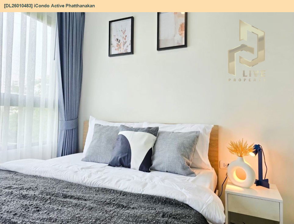 picture DL26010483 Condo for rent, iCondo Active Phatthanakan near ARL Hua Mak, ready to move in, call urgently 0656133286 LineID @534wlwof - 3/9