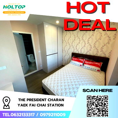 คอนโดให้เช่า : #R8891  🎉 180169 ให้เช่าคอนโด The President Charan-Yaek Fai Chai Station