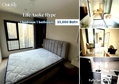 Condos for rent : Life Asoke Hype | Price 23,000 THB | Beautiful room, great location, fully furnished, ready to move in.