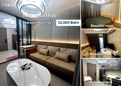 Condos for rent : Life Asoke Hype | Price 23,000 THB | Beautiful room, great location, fully furnished, ready to move in.