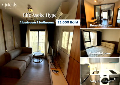 Condos for rent : Life Asoke Hype | Price 23,000 THB | Beautiful room, great location, fully furnished, ready to move in.