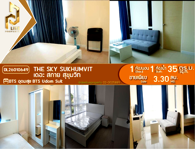 Condos for sale : DL26010649 Condo for sale, The Sky Sukhumvit near BTS Udom Suk, ready to move in, call urgently 0800343450 LineID @655ebbvc
