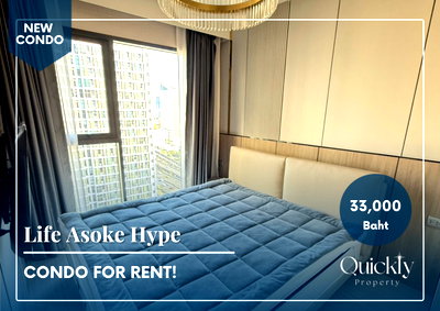 Condos for rent : Life Asoke Hype | Price 33,000 THB | Beautiful room, great location, fully furnished, ready to move in.