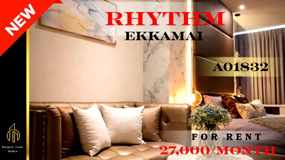 Condos for rent : 🍀🍀🍀 Exclusive Unit for Rent 🌹🌹 📌 Rhythm Ekkamai 🌸 (Line: @rent2022) ✨ Ready to move in | Property Code: A01832