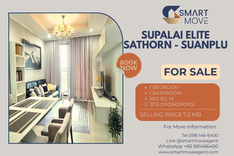 🔥 ขายพร้อมผู้เช่า !!🔥 Code C20221201364..........Supalai Elite Sathorn - Suanplu, 1 ห้องนอน, 1 ห้องน้ำ, ชั้นสูง 13++, แต่งครบ, ราคาพิเศษ!!📣📣