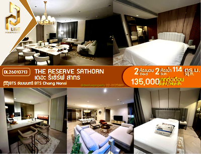 Condos for rent : DL26010713 Condo for rent, The Reserve Sathorn near BTS Chong Nonsi, ready to move in, call urgently 0800343450 LineID @655ebbvc