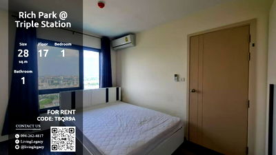 Condos for rent : T8QR9A Condo For Rent Rich Park @ Triple Station 28 Sq.M. Floor 17 line id : @livinglegacy
