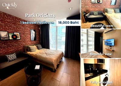 Condos for rent : Park Origin24 | Price 18,000 THB | Beautiful room, great location, fully furnished, ready to move in.