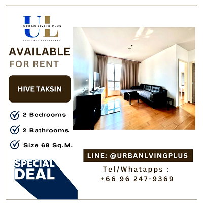 Condos for rent : ( UL2601222 ) Tel/Line 096-247-9369✨ FOR RENT !! HIVE TAKSIN 2 bedrooms, Size 68 Sq.M. Nice room, High Floor ✨✨