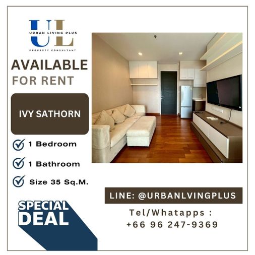 ( UL2601223 ) ✨Tel/Line 096-2479369✨ ให้เช่า ไอวี่ สาทร12 คอนโด 1 ห้องนอน 1 ห้องน้ำ 35 ตรม. ห้องสวย BTS เซ็นหลุยส์ คอนโดใจกลางสาทร !!!