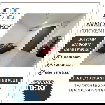 ( UL2401304 )✨Tel/Line 096-2479369✨FOR RENT !! Rhythm Sathorn Narathiwas, 1 bedroom, Size 35 Sq.M. Nice room, Furnished !!!