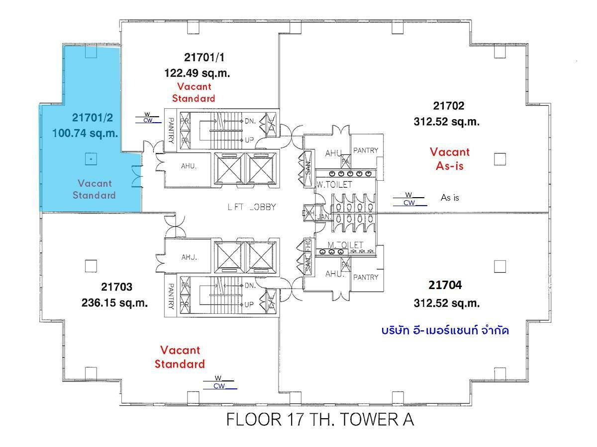 รูป พื้นที่สำนักงานให้เช่า Central Pinklao Office Tower ออฟฟิศย่านปิ่นเกล้า ติดถ.บรมราชชนนี ชั้น 17 เนื้อที่ 100.74ตร.ม. ค่าเข่าเดือนละ 60,444 บาท* - รูปที่ 5/10
