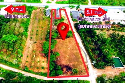 Land for sale Khanom Nakhon Sri Thammarat : [920121001-1915] ด่วน!! ที่ดินถมแล้ว แบ่งขายทำเลทอง ใกล้ปั๊มปตท.