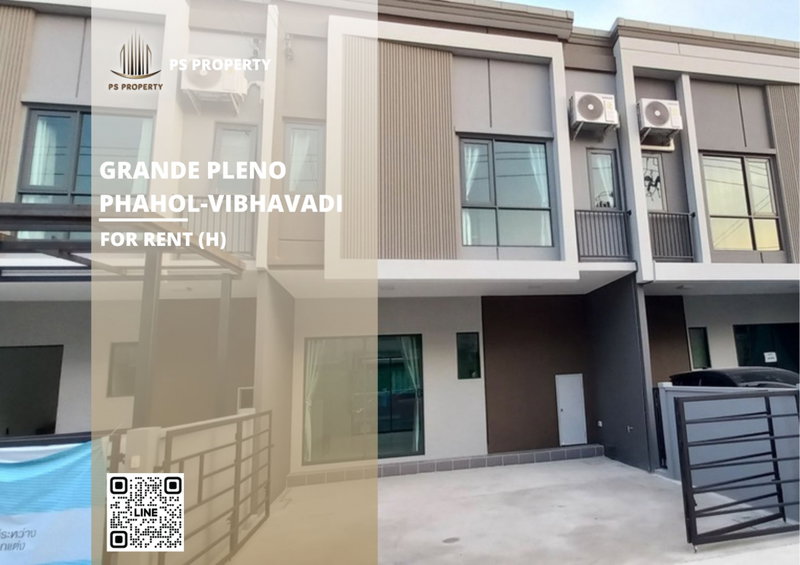 Townhouses for rent : Townhouse for rent 🔥 Grande Pleno Phahol-Vibhavadi 🔥 3 bedrooms, 2 bathrooms, fully furnished and equipped with appliances.